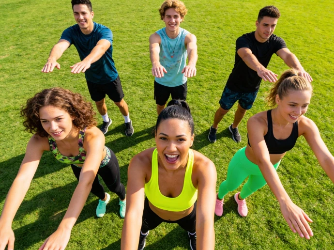 Grupo participando en una actividad de movimiento y bienestar en Wellness Party Sessions